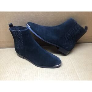 Ted Baker Liveca Black Leather Ankle Boots  6 / 6.5 Chelsea  Silver  Bow & Toes